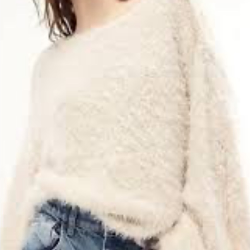 Free People Cream Crew Neck Sweater